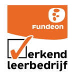 Fundeon logo and "Erkend leerbedrijf" checkmark door Van Weenen Bouwbedrijf